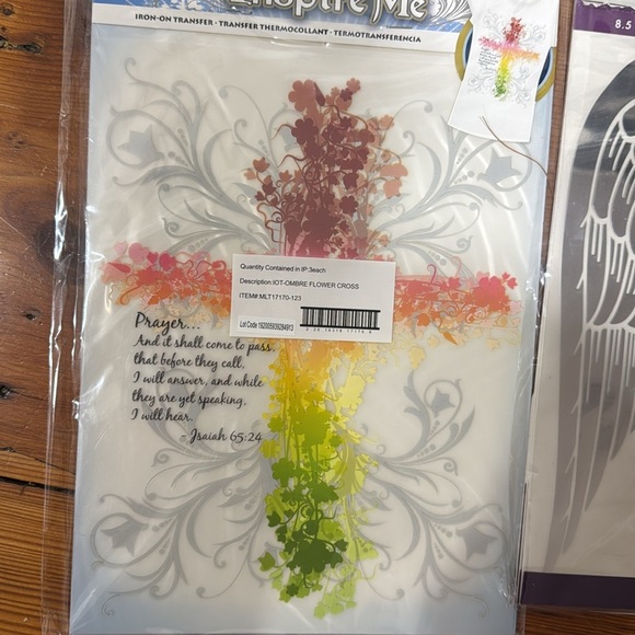 Christian cross, faith, angel wings iron on transfers make your own t-shirt NIB - Picture 2 of 7